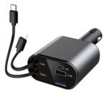 Cargador Rapido De Auto Para Samsung iPhone Retractil 4 En 1