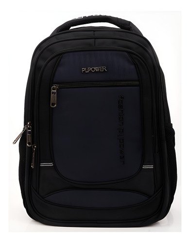 Mochila Porta Notebook Urbana Escolar Ejecutiva Acolchada Color Azul Oscuro Diseño De La Tela Liso
