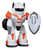 Juguete Robot A Pila Con Luces Y Sonido Gira 360° Escudo Color Naranja