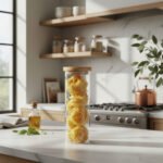 Frasco Hermetico Contenedor Vidrio Tapa Bambu Chico