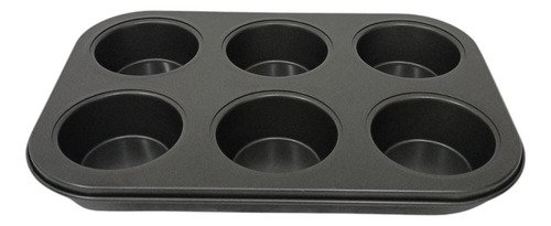 Molde Para Muffins Antiadherente Teflón 6 Porciones Horno Negro