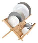 Escurre Seca Platos Madera Plegable Bamboo Color Marrón - Imagen 2