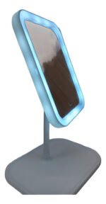 Espejo Maquillaje Con Pie Luz Led Tactil Plegable Usb Marco Blanco - Imagen 7
