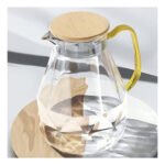 Jarra Vidrio Tapa Hermetica Bambu 1600ml Agua Cocina Tragos - Imagen 2