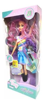 Juguete Muñeca Tiny 30cm Rock Star Pelos De Colores Guitarra - Imagen 2