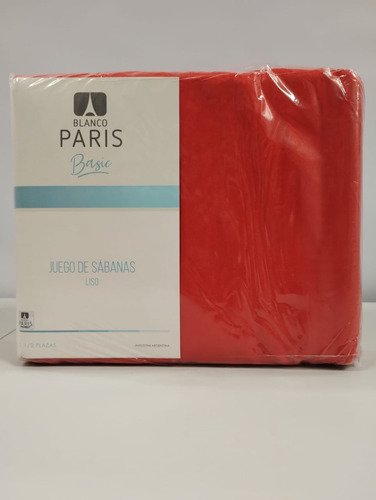 Juego De Sábanas 2 1/2 Plazas Microfibra Paris Classic Rojo Poliester