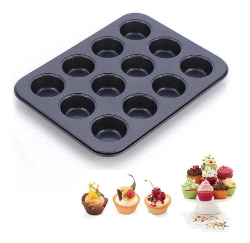 Molde De Teflon Muffins X12 Cupcakes Antiadherente 35*26cm