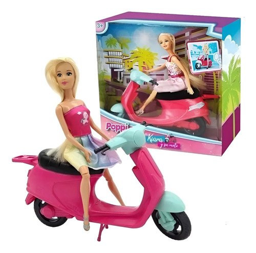 Juguete Muñeca 30cm Kiara Y Su Moto Accesorios Babymovil