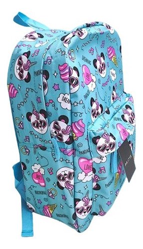 Mochila Escolar Colegio Nena Nene Porta Notebook Babymovil Color Celeste Panda Diseño De La Tela Estampado