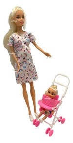 Juguete Muñeca 30cm Tiny Mamá Embarazada Bebe Cochecito Hija - Imagen 2