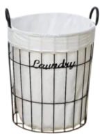 Canasto Metálico Forrado En Tela Ideal P/ Ropa Vintage Retro