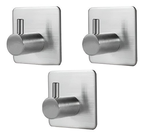 Gancho Perchero Percha Metal Adhesivo Acero Inox X 3 Ms