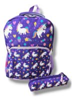 Mochila Escolar Pratys Unicornio Violeta Con Cartuchera Impermeable Estampado Unicornio - Imagen 3