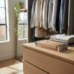 Pack X10 Perchas Madera Metal  Broches Pantalon 35cm - Imagen 2