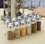 Especiero Giratorio Acero Inoxidable Ms 12 Frascos Vidrio Mesa Plateado - Imagen 3