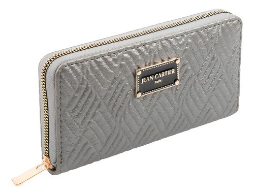 Billetera Fichero Grande Cierre Mujer Dama Jean Cartier Color Gris
