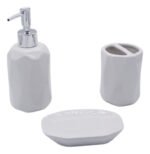 Set De Baño Porcelana 3 Piezas Dispenser Jabonera Vaso - Imagen 6