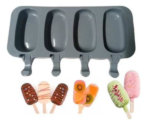 Molde De Silicona Para 4 Paleta Helado Bombon Palito Freezer
