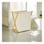 Cesto Canasto Organizador De Ropa Plegable Madera Y Tela - Imagen 2