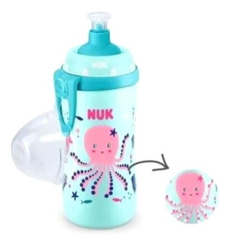 Vaso Nuk Junior Cup 300ml Efecto Camaleon Cambia Color + 18m Color Turquesa Pez