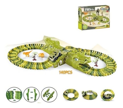 Juguete Niños Pista Autos 140 Pzs Dinosaurios Babymovil Color Unico Personaje Dino