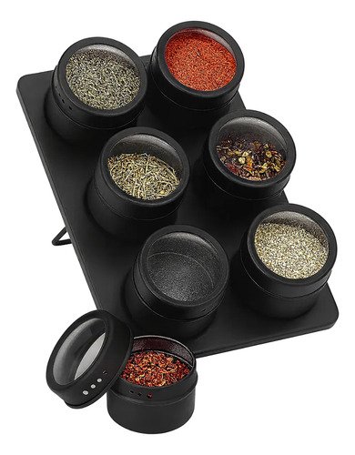Especieros Condimenteros Imantados X6 Magneticos Ms Color Negro
