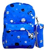 Mochila Infantil Zaki Kawaii Celeste Poliéster Viaje Con Cartuchera - Imagen 2
