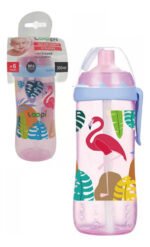 Vaso Con Sorbete Silicona +6m 300ml Antiderrame Loopi 9160 Color Rosa Flamenco Animal
