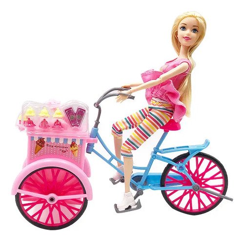 Juguete Muñeca Tiny Con Bicicleta Candy 30cm Articulado