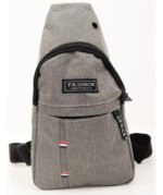 Morral Bandolera Bolso Mochila Cruzado 2 Cierres Color Gris Diseño De La Tela Liso