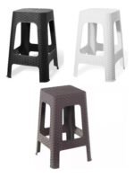 Banqueta Banquito Apilable Símil Ratan Plástico Babymovil Color Blanco - Imagen 4