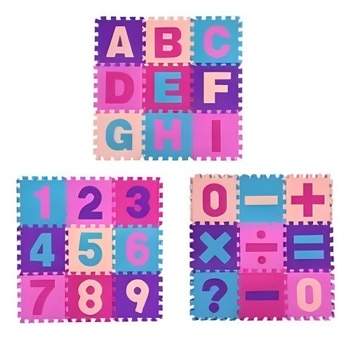 Piso De Goma Eva Antigolpe Bebe Letras Y Números 27 Pzas