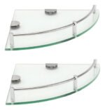 Estante Esquinero De Baño Vidrio Doble Inoxidable Color Transparente