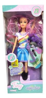 Juguete Muñeca Tiny 30cm Rock Star Pelos De Colores Guitarra