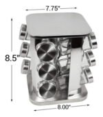 Especiero Giratorio Acero Inoxidable Ms 12 Frascos Vidrio Mesa Plateado - Imagen 12