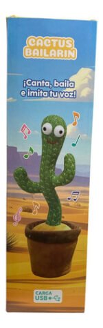 Cactus Bailarín Juguete Interactivo Usb En Caja Canta Baila Imita Tu Voz Luz Led Recargable Para Niños Musical Didáctico Divertido Ideal 30cm Sebigus 55425 - Imagen 2