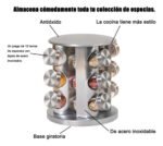 Especiero Giratorio Acero Inoxidable Ms 12 Frascos Vidrio Mesa Plateado - Imagen 10