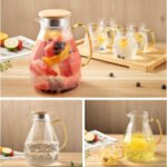 Jarra Vidrio Tapa Hermetica Bambu 1600ml Agua Cocina Tragos - Imagen 3