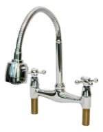 Canilla Mesada Griferia Cuello Flexible Lluvia Doble Comando Acabado Brillante Color Cromado - Imagen 2