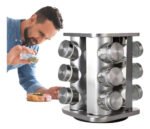 Especiero Giratorio Acero Inoxidable Ms 12 Frascos Vidrio Mesa Plateado - Imagen 4