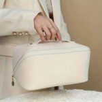 Organizador Neceser Porta Cosméticos Bolso Cuero Ecologico N Color Blanco Diseño De La Tela Lisa - Imagen 3