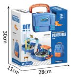 Juguete Pista Autos Mochila Policia Bombero Construccion Color Azul - Imagen 6