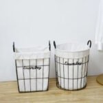 Canasto Metálico Forrado En Tela Ideal P/ Ropa Vintage Retro - Imagen 6