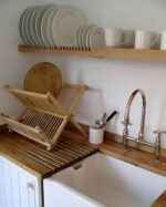 Escurre Seca Platos Madera Plegable Bamboo Color Marrón - Imagen 7