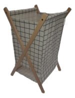 Cesto Canasto Organizador De Ropa Plegable Madera Y Tela - Imagen 3