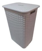 Canasto Cesto Ropa Sucia Baño Plastico Simil Rattan Grande - Imagen 4