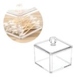 Organizador Acrilico Con Tapa Algodonera Maquillaje 9,5x9,5