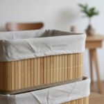 Set X3 Canastos Organizadores Cuadrados Laundry Bambu Tela - Imagen 8