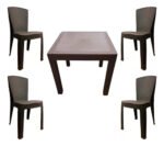 Mesa Cuadrada Alta Simil Ratán + 4 Sillas Reforzada Exterior - Imagen 11