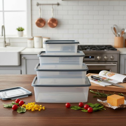 Set 4 Taper Contenedor Hermeticos Con Tapa Frezzer Microonda